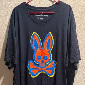Psycho Bunny 4XL Graphic Tee – Navy Multicolor Skull Bunny Logo